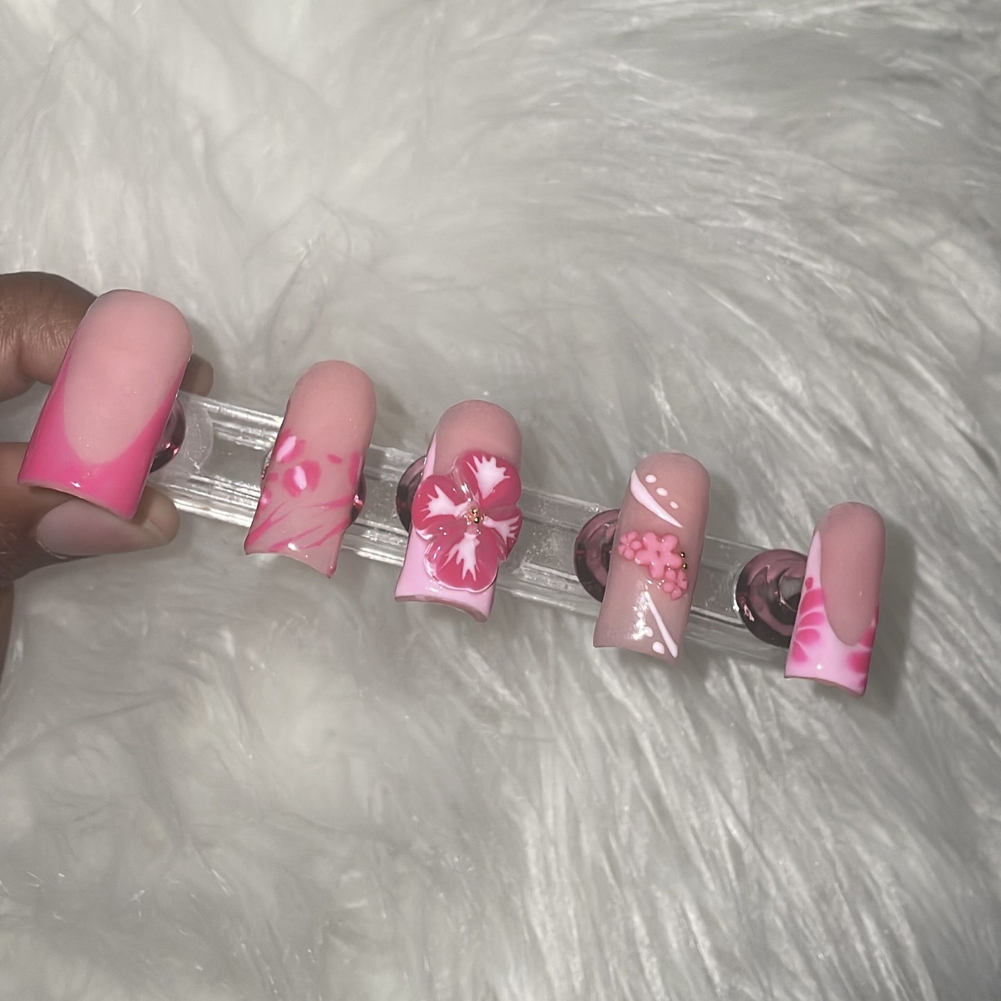 "Floral Barbie" Acrylic Press Ons