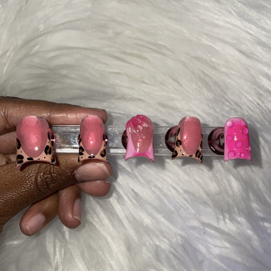 TheeNailMarket "#HotGirlz" Animal Print Acrylic Press Ons. Baddie nails built for everyday wear.